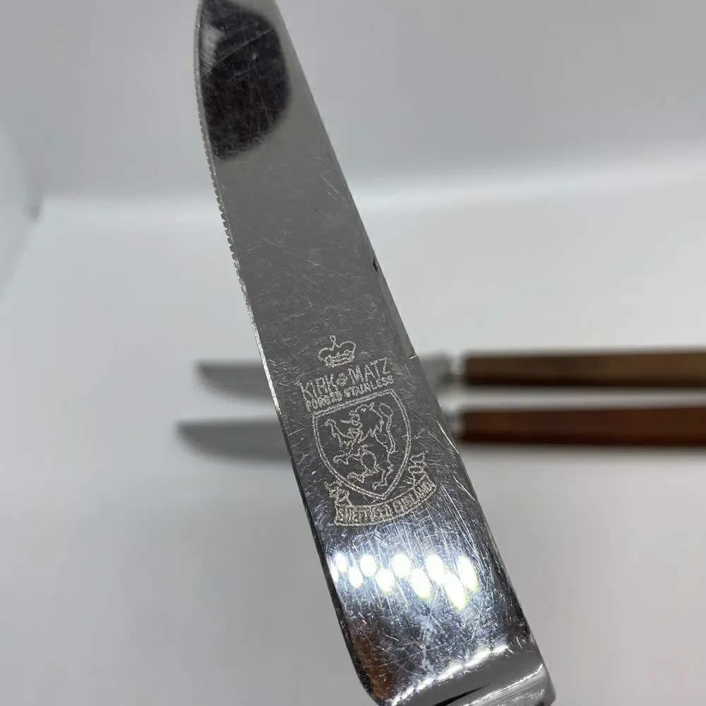 Lot Of 3 Kirk & Matz Sheffield England Wood‎ Handle Steak Knives